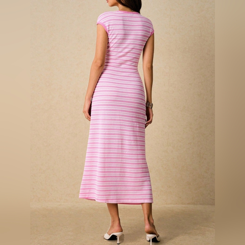 Pink Striped Midi Dress - Picture 9 of 12